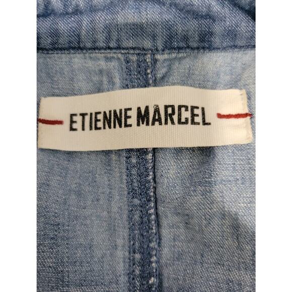 Etienne Marcel Women's Linen Blend Chambray Denim Shirt Dress Size XS - Picture 11 of 12